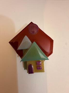 House Pins by Lucinda Colorful Layered House Brooch